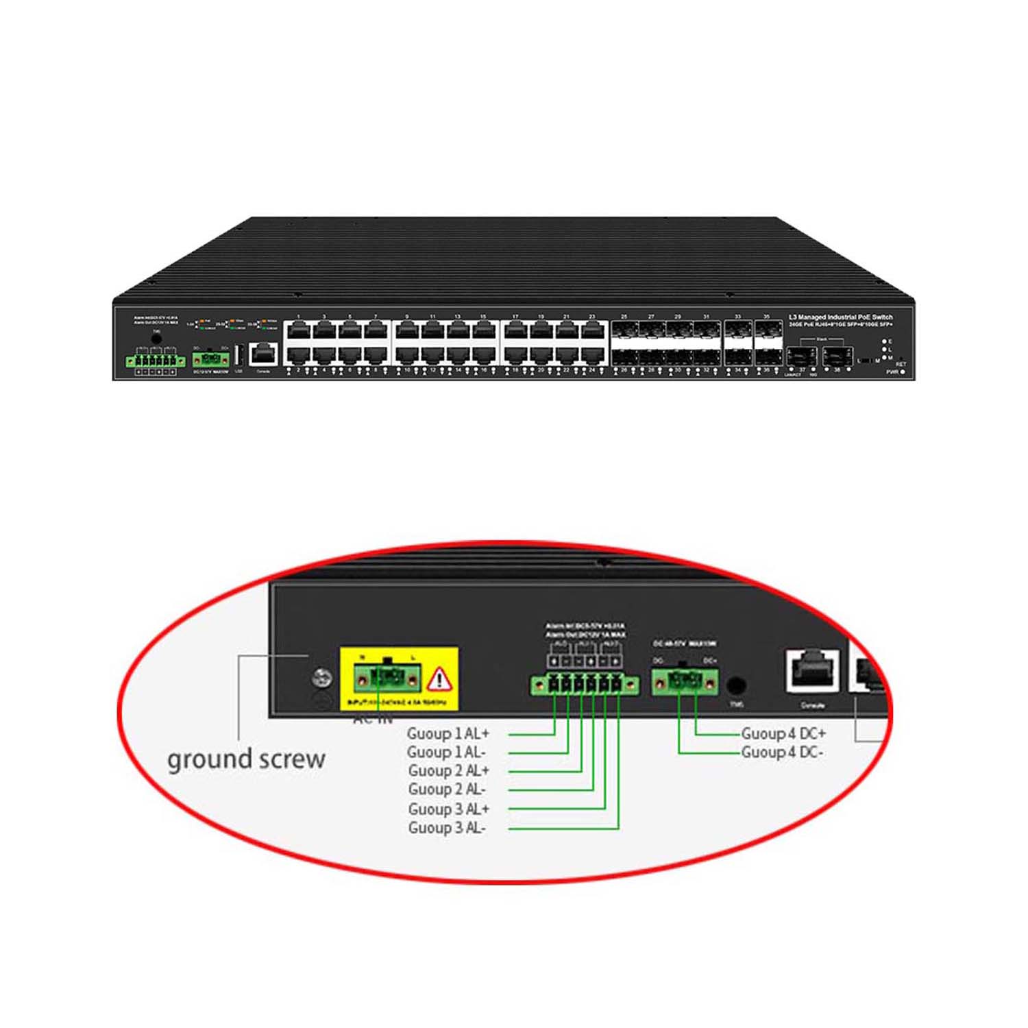 Sfp+ 10G Managed Switch 8 Port - สวิตช์อุตสาหกรรม L3 แบบจัดการได้ 10G uplink 38