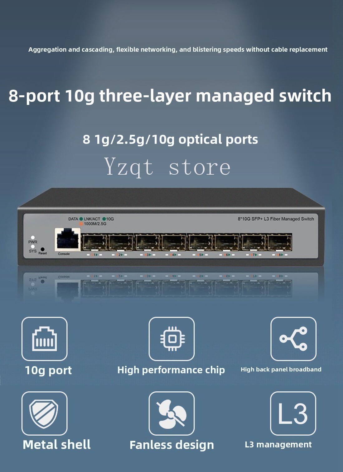 สวิตช์อีเธอร์เน็ต 10 กิกะบิต 8 - Sfp+ 10G Managed Switch 8 Port บทวิจารณ์และราคา