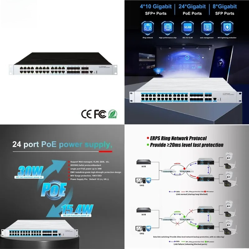 สวิตช์จัดการอุตสาหกรรมแบบ PoE  - Sfp+ 10G Managed Switch 8 Port บทวิจารณ์และราคา