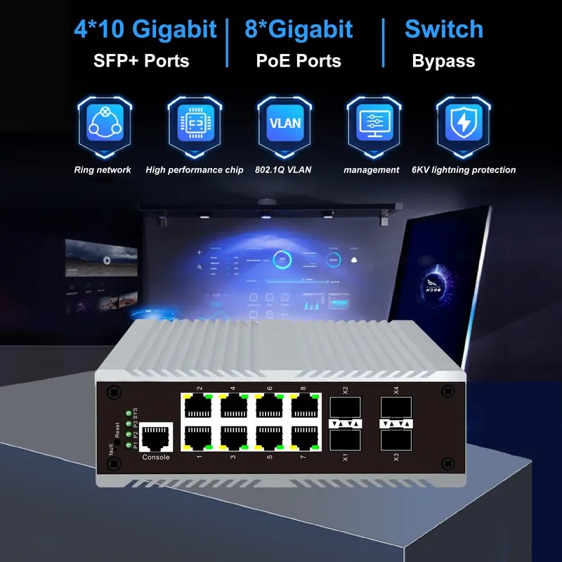 สวิตช์จัดการอุตสาหกรรมแบบ PoE  - Sfp+ 10G Managed Switch 8 Port บทวิจารณ์และราคา